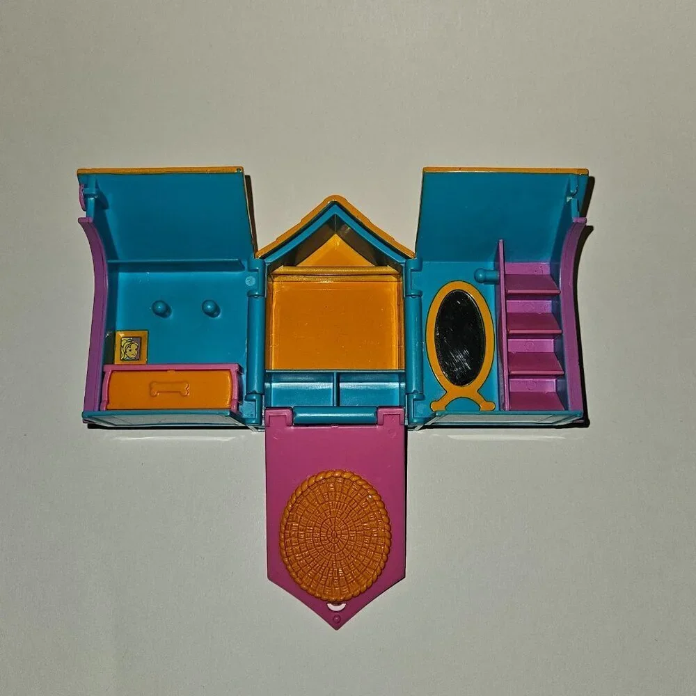 Polly Pocket Pet Pals Folding Dog House Origin 2001 Toy Food Bowl Basket READ